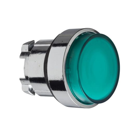 Schneider ZB4BW133 Harmony fém világító nyomógomb fej, Ø22, visszatérő, LED-es, kiemelkedő, zöld Schneider ZB4BW133 Harmony fém világító nyomógomb fej, Ø22, visszatérő, LED-es, kiemelkedő, zöld