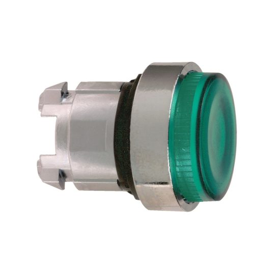Schneider ZB4BW13S Harmony fém világító nyomógomb fej, Ø22, visszatérő, BA9s foglalatos, kiemelkedő, hornyolt lencsével, zöld Schneider ZB4BW13S Harmony fém világító nyomógomb fej, Ø22, visszatérő, BA9s foglalatos, kiemelkedő, hornyolt lencsével, zöld