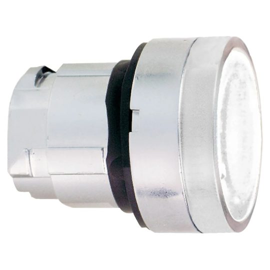 Schneider ZB4BW313S Harmony fém világító nyomógomb fej, Ø22, visszatérő, beépített LED-hez, hornyolt lencsével, fehér Schneider ZB4BW313S Harmony fém világító nyomógomb fej, Ø22, visszatérő, beépített LED-hez, hornyolt lencsével, fehér
