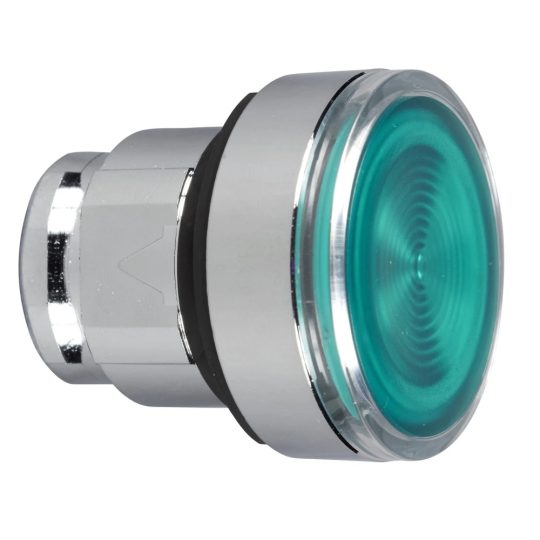 Schneider ZB4BW333S Harmony fém világító nyomógomb fej, Ø22, visszatérő, beépített LED-hez, hornyolt lencsével, zöld Schneider ZB4BW333S Harmony fém világító nyomógomb fej, Ø22, visszatérő, beépített LED-hez, hornyolt lencsével, zöld
