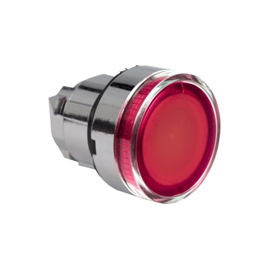 Schneider ZB4BW343S Harmony fém világító nyomógomb fej, Ø22, visszatérő, beépített LED-hez, hornyolt lencsével, piros Schneider ZB4BW343S Harmony fém világító nyomógomb fej, Ø22, visszatérő, beépített LED-hez, hornyolt lencsével, piros
