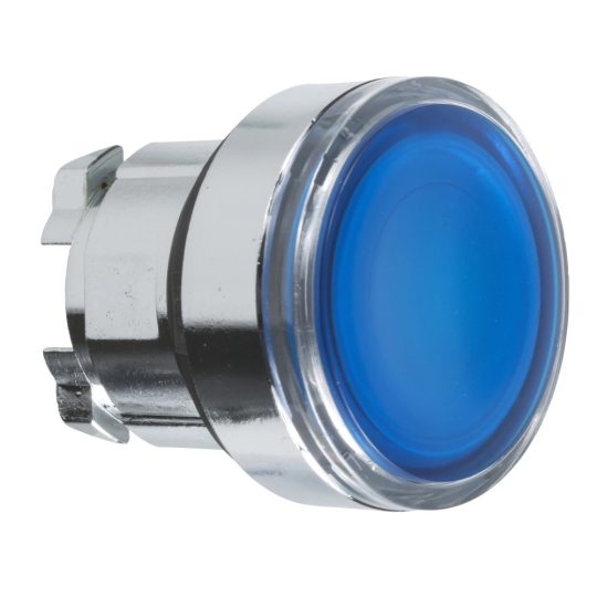 Schneider ZB4BW363 Harmony fém világító nyomógomb fej, Ø22, visszatérő, beépített LED-hez, kék Schneider ZB4BW363 Harmony fém világító nyomógomb fej, Ø22, visszatérő, beépített LED-hez, kék