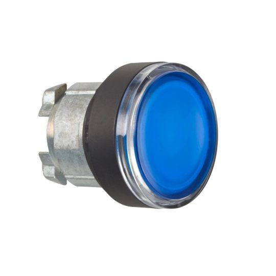 Schneider ZB4BW3637 Harmony fém világító nyomógomb fej, Ø22, visszatérő, beépített LED-hez, kék, fekete perem Schneider ZB4BW3637 Harmony fém világító nyomógomb fej, Ø22, visszatérő, beépített LED-hez, kék, fekete perem