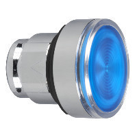 Schneider ZB4BW363S Harmony fém világító nyomógomb fej, Ø22, visszatérő, beépített LED-hez, hornyolt lencsével, kék