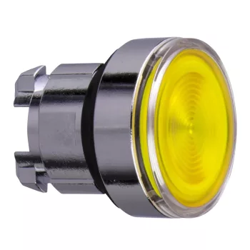   Schneider ZB4BW383S Harmony fém világító nyomógomb fej, Ø22, visszatérő, beépített LED-hez, hornyolt lencsével, sárga