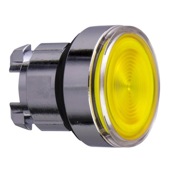 Schneider ZB4BW383S Harmony fém világító nyomógomb fej, Ø22, visszatérő, beépített LED-hez, hornyolt lencsével, sárga Schneider ZB4BW383S Harmony fém világító nyomógomb fej, Ø22, visszatérő, beépített LED-hez, hornyolt lencsével, sárga