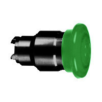 Schneider ZB4BW4337 Harmony fém világító nyomógomb fej, Ø22, visszatérő, Ø40 gombafejű, beépített LED-hez, zöld, fekete test