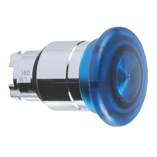 Schneider ZB4BW463 Harmony fém világító nyomógomb fej, Ø22, visszatérő, Ø40 gombafejű, beépített LED-hez, kék Schneider ZB4BW463 Harmony fém világító nyomógomb fej, Ø22, visszatérő, Ø40 gombafejű, beépített LED-hez, kék