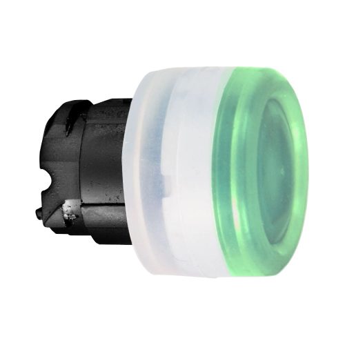 Schneider ZB4BW5337 Harmony fém világító nyomógomb fej, Ø22, visszatérő, védősapkás, beépített LED-hez, zöld, fekete perem