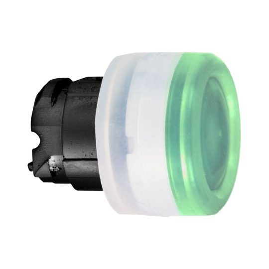 Schneider ZB4BW5337 Harmony fém világító nyomógomb fej, Ø22, visszatérő, védősapkás, beépített LED-hez, zöld, fekete perem Schneider ZB4BW5337 Harmony fém világító nyomógomb fej, Ø22, visszatérő, védősapkás, beépített LED-hez, zöld, fekete perem
