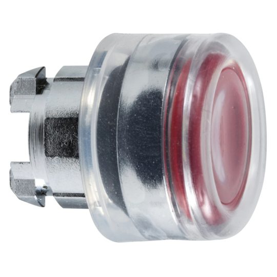 Schneider ZB4BW543 Harmony fém világító nyomógomb fej, Ø22, visszatérő, védősapkás, beépített LED-hez, piros Schneider ZB4BW543 Harmony fém világító nyomógomb fej, Ø22, visszatérő, védősapkás, beépített LED-hez, piros