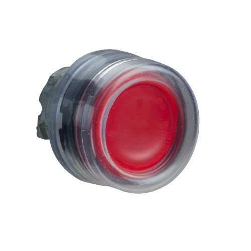 Schneider ZB4BW5437 Harmony fém világító nyomógomb fej, Ø22, visszatérő, védősapkás, beépített LED-hez, piros, fekete perem