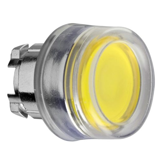 Schneider ZB4BW583 Harmony fém világító nyomógomb fej, Ø22, visszatérő, védősapkás, beépített LED-hez, sárga Schneider ZB4BW583 Harmony fém világító nyomógomb fej, Ø22, visszatérő, védősapkás, beépített LED-hez, sárga