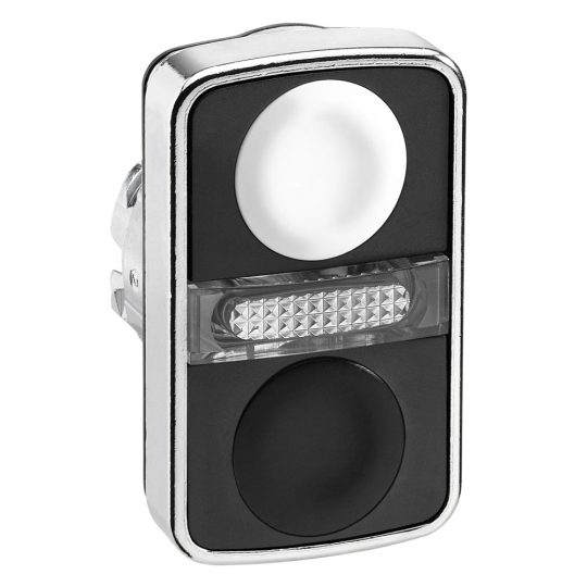 Schneider ZB4BW7A1720 Harmony fém világító kettősfejű nyomógomb fej, Ø22, visszatérő, 1 fehér 1 fekete nyomógomb Schneider ZB4BW7A1720 Harmony fém világító kettősfejű nyomógomb fej, Ø22, visszatérő, 1 fehér 1 fekete nyomógomb