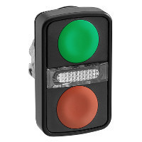 Schneider ZB4BW7A37407 Harmony fém világító kettősfejű nyomógomb fej, Ø22, visszatérő, 1 zöld 1 piros nyomógomb, fekete perem Schneider ZB4BW7A37407 Harmony fém világító kettősfejű nyomógomb fej, Ø22, visszatérő, 1 zöld 1 piros nyomógomb, fekete perem