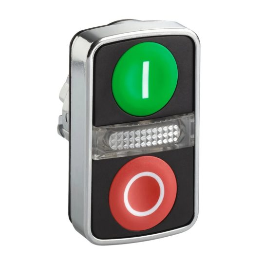 Schneider ZB4BW7A3741 Harmony fém világító kettősfejű nyomógomb fej, Ø22, visszatérő, 1 zöld "I", 1 piros "O" nyomógomb Schneider ZB4BW7A3741 Harmony fém világító kettősfejű nyomógomb fej, Ø22, visszatérő, 1 zöld "I", 1 piros "O" nyomógomb