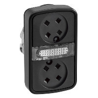 Schneider ZB4BW7A97 Harmony fém világító kettősfejű nyomógomb fej, Ø22, visszatérő, tető nélkül, fekete test Schneider ZB4BW7A97 Harmony fém világító kettősfejű nyomógomb fej, Ø22, visszatérő, tető nélkül, fekete test