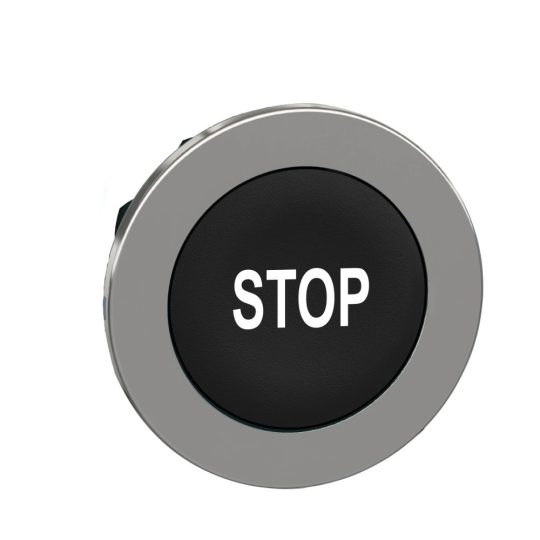 Schneider ZB4FA234 Harmony panelbe süllyesztett fém nyomógomb fej, Ø30, fekete, "STOP" Schneider ZB4FA234 Harmony panelbe süllyesztett fém nyomógomb fej, Ø30, fekete, "STOP"