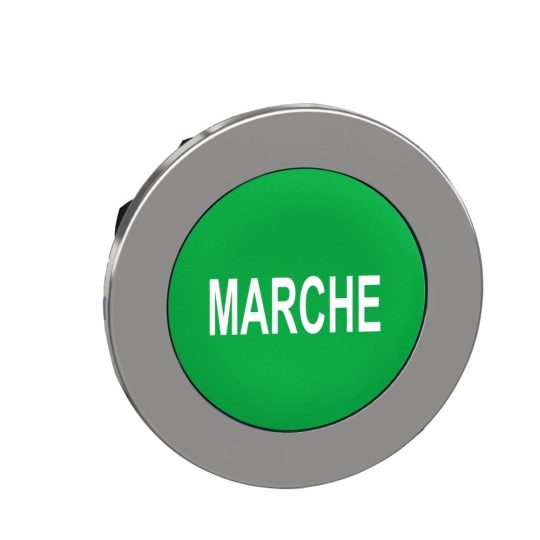 Schneider ZB4FA342 Harmony panelbe süllyesztett fém nyomógomb fej, Ø30, zöld, "MARCHE" Schneider ZB4FA342 Harmony panelbe süllyesztett fém nyomógomb fej, Ø30, zöld, "MARCHE"