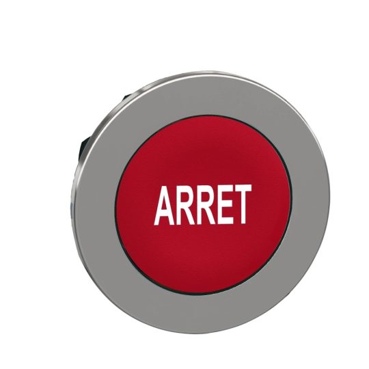 Schneider ZB4FA433 Harmony panelbe süllyesztett fém nyomógomb fej, Ø30, piros, "ARRET" Schneider ZB4FA433 Harmony panelbe süllyesztett fém nyomógomb fej, Ø30, piros, "ARRET"