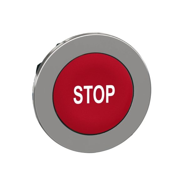Schneider ZB4FA434 Harmony panelbe süllyesztett fém nyomógomb fej, Ø30, piros, "STOP" Schneider ZB4FA434 Harmony panelbe süllyesztett fém nyomógomb fej, Ø30, piros, "STOP"