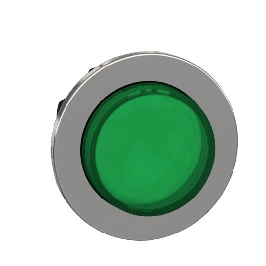 Schneider ZB4FW133 Harmony panelbe süllyesztett fém világító nyomógomb fej, Ø30, kiemelkedő, zöld Schneider ZB4FW133 Harmony panelbe süllyesztett fém világító nyomógomb fej, Ø30, kiemelkedő, zöld