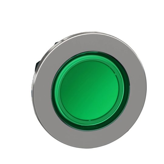Schneider ZB4FW333 Harmony panelbe süllyesztett fém világító nyomógomb fej, Ø30, visszatérő, zöld Schneider ZB4FW333 Harmony panelbe süllyesztett fém világító nyomógomb fej, Ø30, visszatérő, zöld