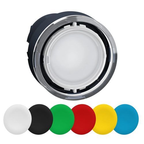 Schneider ZB5AA98 Harmony műanyag világító nyomógomb fej, Ø22, visszatérő, 6 eltérű színű nyomógomb tető