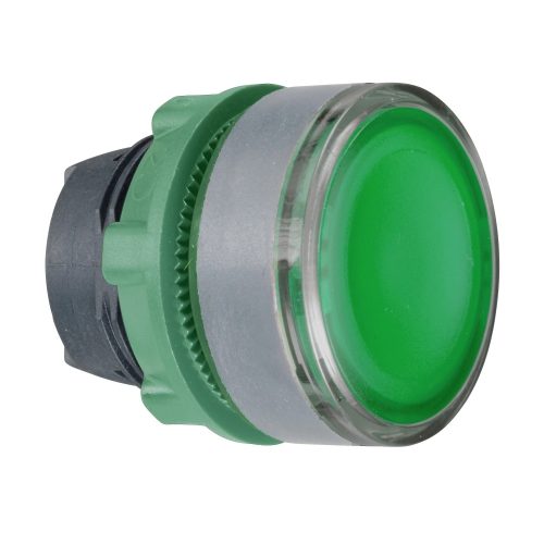 Schneider ZB5AH033C0 Harmony műanyag világító nyomógomb fej, Ø22, nyomó-nyomó, zöld, szürke perem