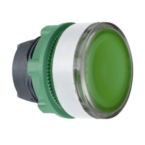 Schneider ZB5AH033C1 Harmony műanyag világító nyomógomb fej, Ø22, nyomó-nyomó, zöld, fehér perem