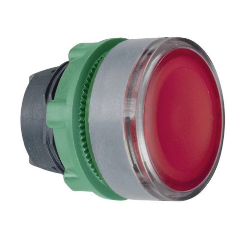 Schneider ZB5AH0483C0 Harmony műanyag világító nyomógomb fej, Ø22, nyomó-nyomó, betehető címke, piros, szürke perem