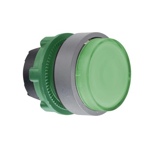 Schneider ZB5AH33C0 Harmony műanyag világító nyomógomb fej, Ø22, nyomó-nyomó, kiemelkedő, zöld, szürke perem