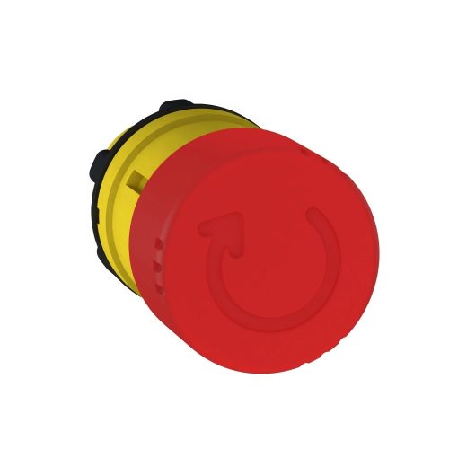 Schneider ZB5AS834 Harmony műanyag nyomógomb fej, Ø22, visszatérő, Ø30 gombafejű, forgatásra kioldó, piros
