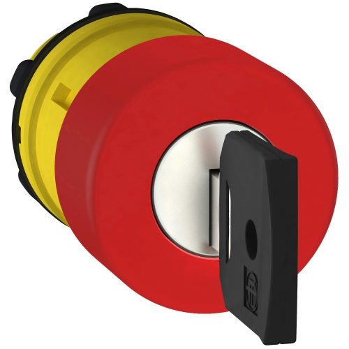 Schneider ZB5AS934 Harmony műanyag vészleállító nyomógomb fej, Ø22, Ø30 gombafejű, 455 kulccsal kioldó, piros