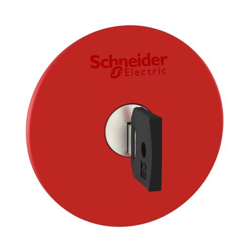 Schneider ZB5AS964 Harmony műanyag vészleállító nyomógomb fej, Ø22, Ø60 gombafejű, 455 kulccsal kioldó, piros