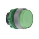 Schneider ZB5AW133SC0 Harmony műanyag világító nyomógomb fej, Ø22, visszatérő, LED-es, kiemelkedő, hornyolt lencsével, zöld, szürke perem