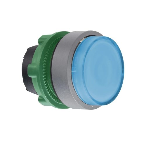 Schneider ZB5AW163C0 Harmony műanyag világító nyomógomb fej, Ø22, visszatérő, LED-es, kiemelkedő, kék, szürke perem