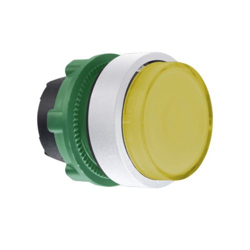 Schneider ZB5AW183C1 Harmony műanyag világító nyomógomb fej, Ø22, visszatérő, LED-es, kiemelkedő, sárga, fehér perem