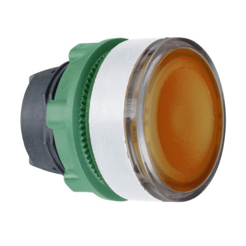 Schneider ZB5AW353C1 Harmony műanyag világító nyomógomb fej, Ø22, visszatérő, beépített LED-hez, narancssárga, fehér perem