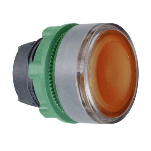 Schneider ZB5AW35C0 Harmony műanyag világító nyomógomb fej, Ø22, visszatérő, BA9s izzóhoz, narancssárga, szürke perem
