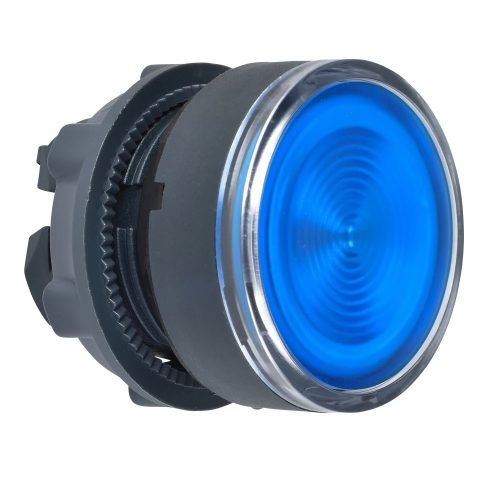 Schneider ZB5AW363S Harmony műanyag világító nyomógomb fej, Ø22, visszatérő, beépített LED-hez, hornyolt lencsével, kék