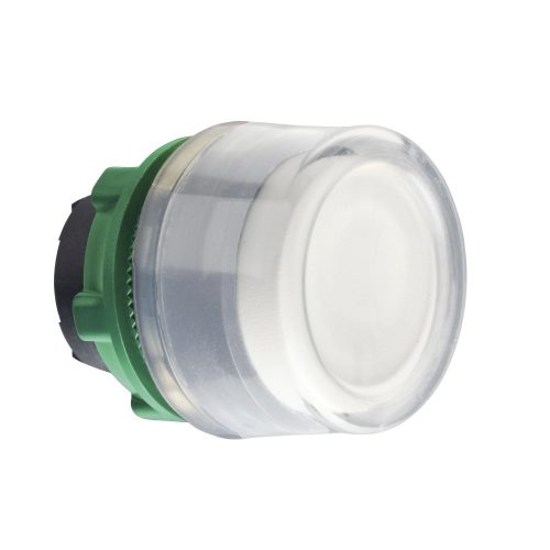 Schneider ZB5AW513C0 Harmony műanyag világító nyomógomb fej, Ø22, visszatérő, védősapkás, beépített LED-hez, fehér, szürke perem