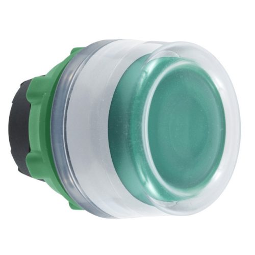 Schneider ZB5AW533C1 Harmony műanyag világító nyomógomb fej, Ø22, visszatérő, védősapkás, beépített LED-hez, zöld, fehér perem