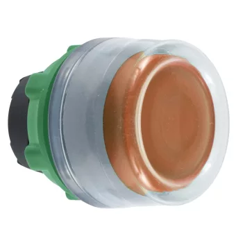   Schneider ZB5AW553C0 Harmony műanyag világító nyomógomb fej, Ø22, visszatérő, védősapkás, beépített LED-hez, narancssárga, szürke perem