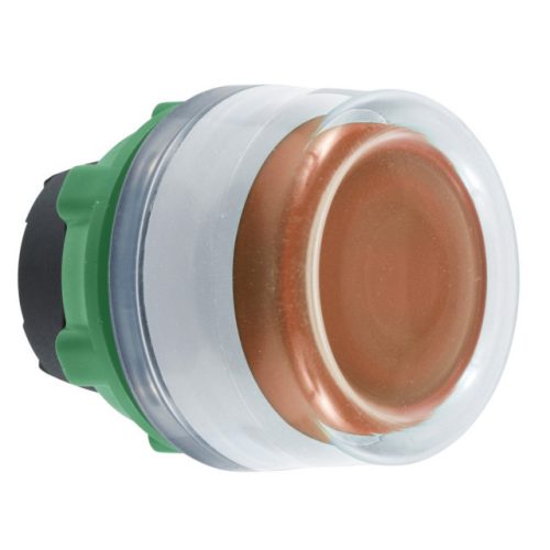 Schneider ZB5AW553C1 Harmony műanyag világító nyomógomb fej, Ø22, visszatérő, védősapkás, beépített LED-hez, narancssárga, fehér perem
