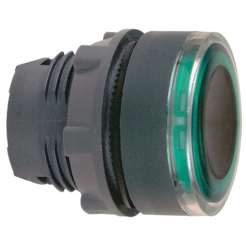 Schneider ZB5AW933 Harmony műanyag világító nyomógomb fej, Ø22, visszatérő, zölden világító perem