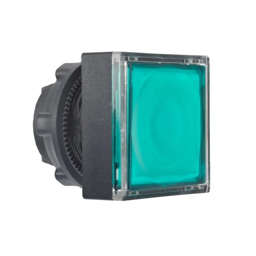 Schneider ZB5CW333 Harmony műanyag négyszög alakú világító nyomógomb fej, Ø22, visszatérő, LED modulhoz, betehető címke, zöld