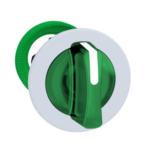 Schneider ZB5FK1333C1 Harmony panelbe süllyesztett műanyag világító választókapcsoló fej, Ø30, 3 állású, zöld, fehér perem