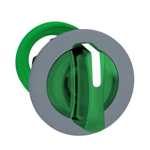 Schneider ZB5FK1533C0 Harmony panelbe süllyesztett műanyag világító választókapcsoló fej, Ø30, 3 állású, zöld, középre vissza., szürke perem