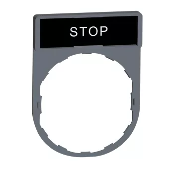   Schneider ZBY2304C0 Harmony címketartó 30x40 mm, Ø22 készülékekhez, 8x27 mm felirati címkével, STOP, szürke perem